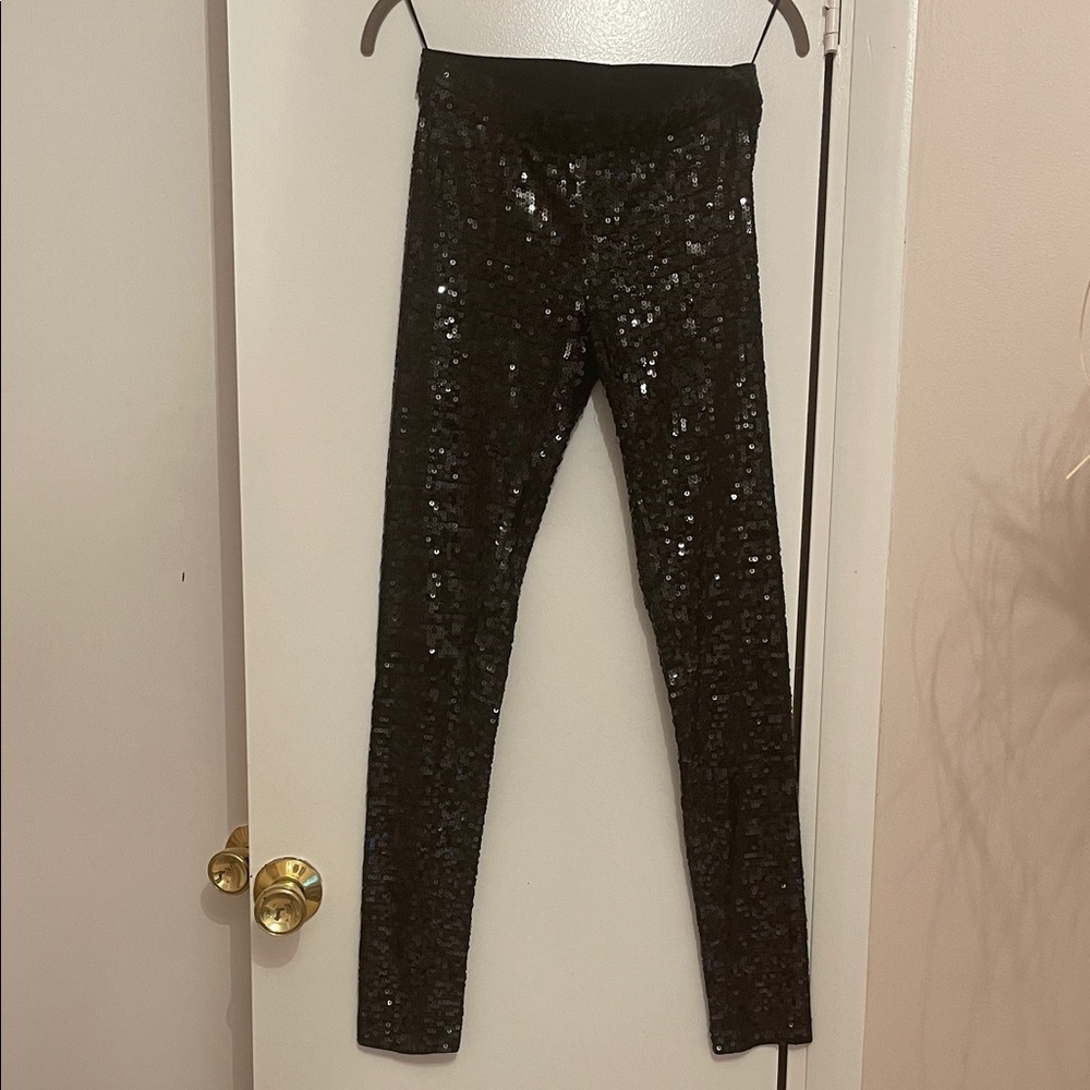 Express Black Sequin Skinny Pants